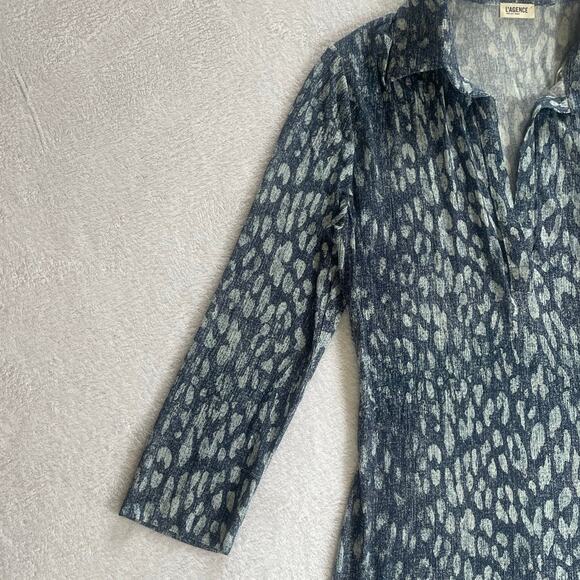 L'AGENCE Animal Print V-Neck Long Sleeve Shift Dress Size M - Picture 3 of 9